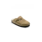 Scholl Mörk beige mocka tofflor FAE NEW Beige, Dam