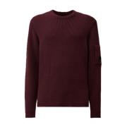 C.p. Company Räfflad Crew Neck Tröja Bordeaux Purple, Herr