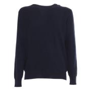 Ballantyne Navy R Neck Pullover Sweater Blue, Herr