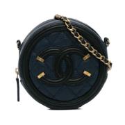 Chanel Vintage Pre-owned Läder axelremsvskor Blue, Dam