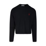 Ami Paris Svart Röd Crewneck Tröja Black, Herr