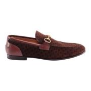 Gucci Suede Loafers med G Quadro Brown, Herr