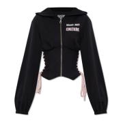 Versace Jeans Couture Sweatshirt med dekorativ sidoknytning Black, Dam