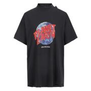 Balenciaga Grafisk Tryck Oversized T-shirt Black, Herr