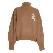 Isabel Marant Étoile Kamel Stickad Turtleneck Pullover Aw24 Brown, Dam