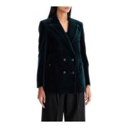 Blazé Milano Velvet Jealousy Double-Breasted Blazer Green, Dam