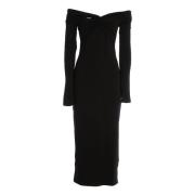 Rotate Birger Christensen Svart Off Shoulder Lång Klänning Black, Dam