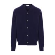 Comme des Garçons Blå Ull V-Ringad Kofta Tröja Blue, Herr