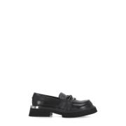 Cult Svarta läderloafers med metall detalj Black, Dam