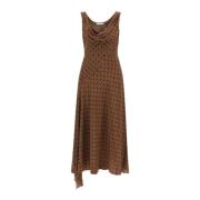 Alessandra Rich Polka Dot Sidenskjol Midi Brown, Dam