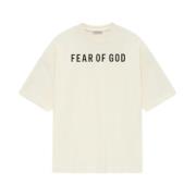 Fear Of God Logo Print Kräm T-shirt Jersey Textur Beige, Herr