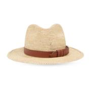 Chloé Beige Panama Hat med Läderrem Beige, Dam