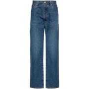 Levi's Blå Denim Breda Jeans med Whiskering Blue, Herr