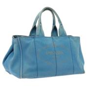 Prada Vintage Pre-owned Canvas handvskor Blue, Dam