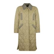 Ganni Raglan Midi Coat i Quilt Stil Brown, Dam