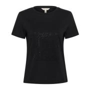 Part Two Svart Shine T-shirt med nitar Black, Dam