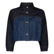 Fendi Tvåtonig denimjacka, Poseidon stil Blue, Dam