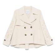 Ermanno Scervino Kort dubbelknäppt kappa Beige, Dam