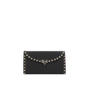 Valentino Garavani Svart Studded Kedja Plånbok Väska Black, Dam