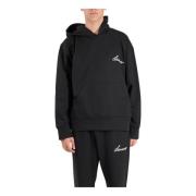 Laneus Bomull Jersey Hoodie med Broderat Logotyp Black, Herr