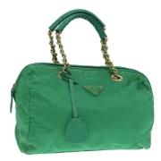 Prada Vintage Pre-owned Nylon handvskor Green, Dam