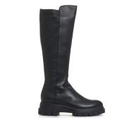 AGL Svart Läder Stretch Boot Black, Dam