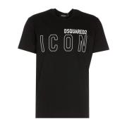 Dsquared2 Svart Slim Fit Rund Hals T-Shirt Black, Herr