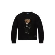 Polo Ralph Lauren Jacquard Ull Kashmir Polo Bear Tröja Black, Dam