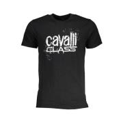 Cavalli Class Svart Bomull T-shirt med Tryck Logo Black, Herr