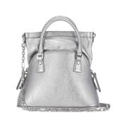 Maison Margiela Silver Axelväska i Pebble Läder Gray, Dam