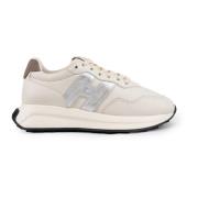 Hogan Ivory Läder Sneakers Snörning Fram Beige, Dam