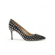 Sergio Rossi Studded läderpumps med 7,5 cm klack Black, Dam