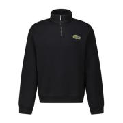 Lacoste Oversized Bomullsweatshirt med Dragkedja Krage Black, Herr