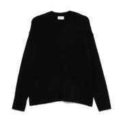 Amish Svart Bouclé Crew Neck Sweater Black, Herr