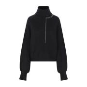 Yohji Yamamoto Svart Alpacka Stickad Tröja Black, Dam