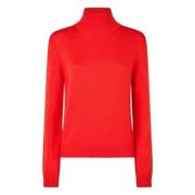 Ballantyne Stilig T Neck Pullover Tröja Red, Dam