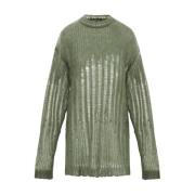 Ann Demeulemeester Grön Mohair Silk Oversized Tröja Green, Dam