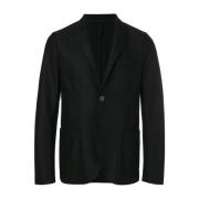 Harris Wharf London Svart Ull Klassisk Blazer Jacka Black, Herr