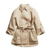 Fay Kort dubbelknäppt bomullstrenchcoat Beige, Dam