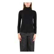 Max Mara Sömlös Ull Turtleneck Tröja Set Black, Dam