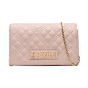 Love Moschino Quiltad Pu Guld Axelväska Pink, Dam