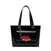 Love Moschino Svart Shopper Väska med Dragkedja Black, Dam