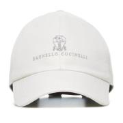 Brunello Cucinelli Ivory Bomull Baseballkeps med Logotyp White, Herr