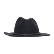 Brunello Cucinelli Svart Fedora Hatt med Juvelband Black, Dam