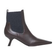 Brunello Cucinelli Bruna ankelboots med stickade paneler Brown, Dam