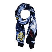 Desigual Blå Tryckt Polyester Scarf Multicolor, Dam