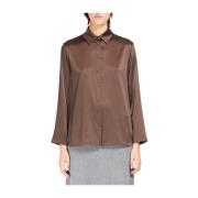 Max Mara Silk Stretch Skjorta Elegant Stil Brown, Dam