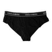 Dolce & Gabbana Svart Modal Stretch Logounderkläder Black, Dam