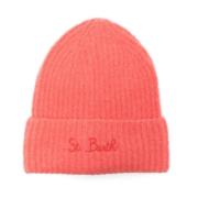 MC2 Saint Barth Räfflad Stickad Logobroderad Hatt Pink, Dam