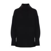 Alberto Biani Svart Cowl Neck Top med knäppta manschetter Black, Dam